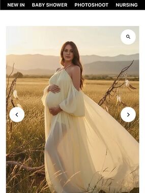 Momyknows Yellow Sheer Off Shoulder Backless Boho Maternity Maxi Dress